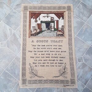 Vintage A Vintage Scots Toast Linen Tea Towel Scotland Souvenir